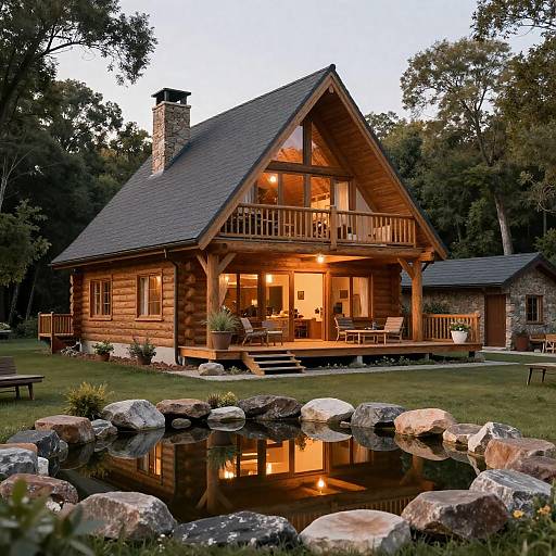 Cozy Log Cabin by Reflective Pond
