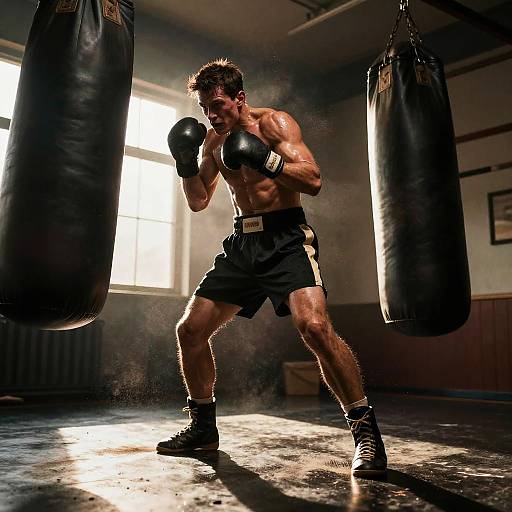 Rugged Veteran Boxer Training Intensity