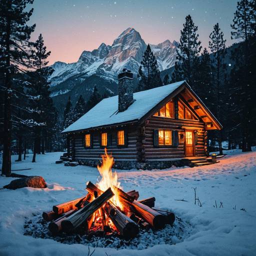 Cozy Cabin in Snowy Mountain Pines