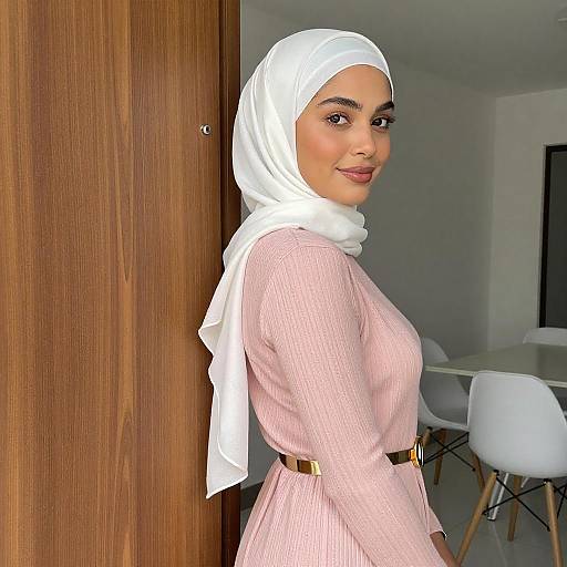 Young Woman in White Hijab