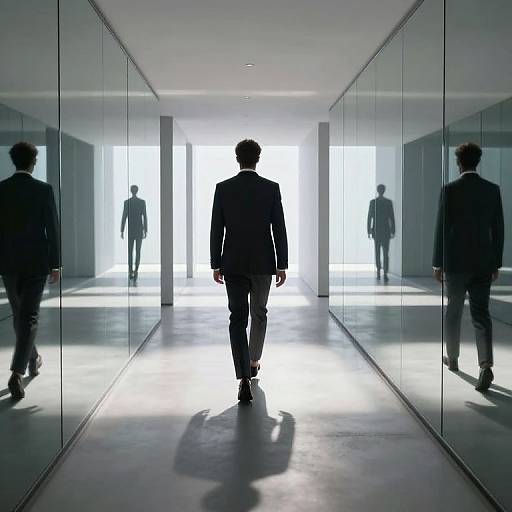 Solitary Figure in Infinite Corridor