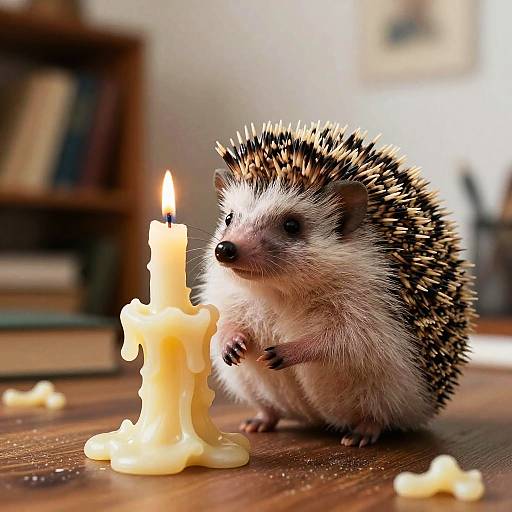 Hedgehog Candleholder in Cozy Study