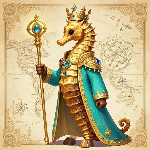Regal Seahorse King Fantasy Art