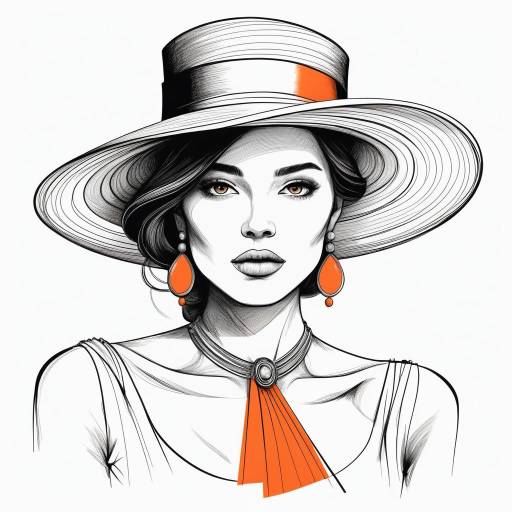 Stylish Woman in Wide Brimmed Hat Illustration