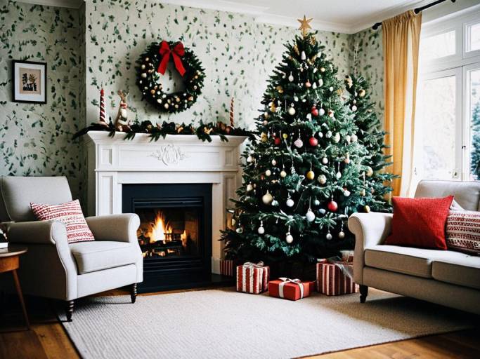 Cozy Christmas Tree Living Room Scene