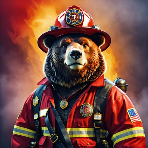 Bear Firefighter in Full Gear