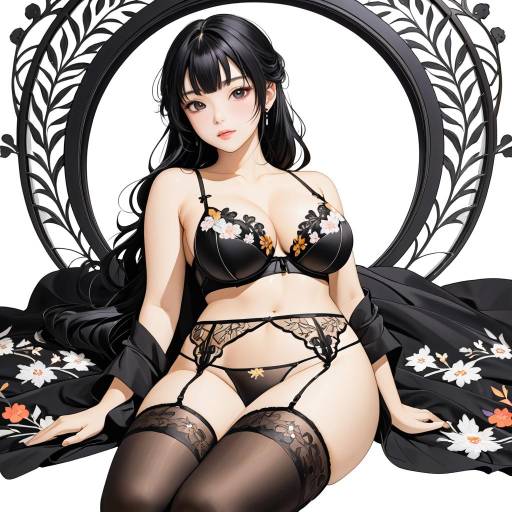 Elegant Lingerie Model in Relaxed Pose Elegant Lingerie Model in Relaxed Pose