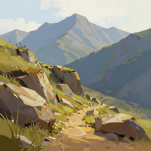 Textured Digital Rugged Mountain Landscape