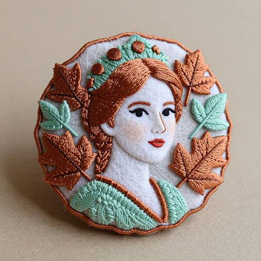 Embroidered Felt Brooch with Autumnal Elegance