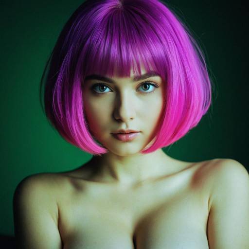 Realistic Girl with Neon Purple Wig