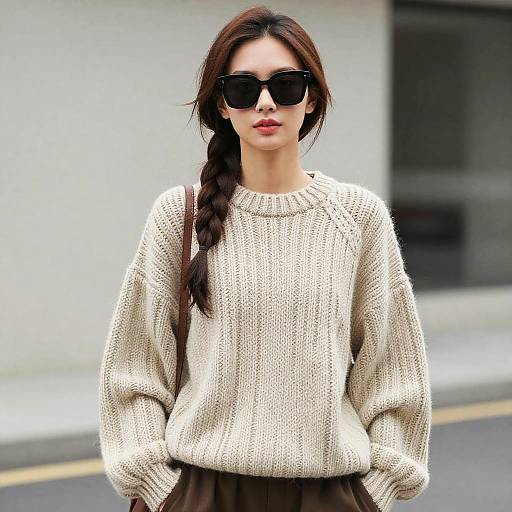 Woman in Chunky Knit Sweater