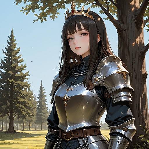 Armored Princess in Forest Clearing