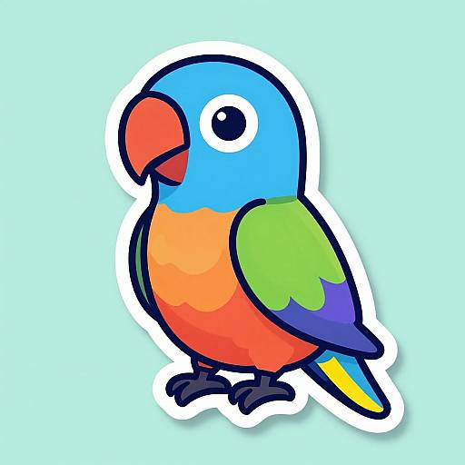 Vibrant Cartoon Parrot Sticker