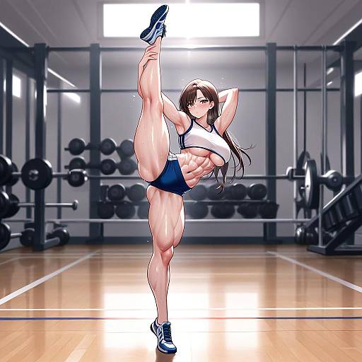 Toned Female Athlete Standing Split