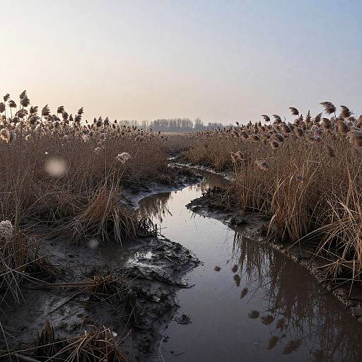 Surreal Marshy Wetlands at Dusk