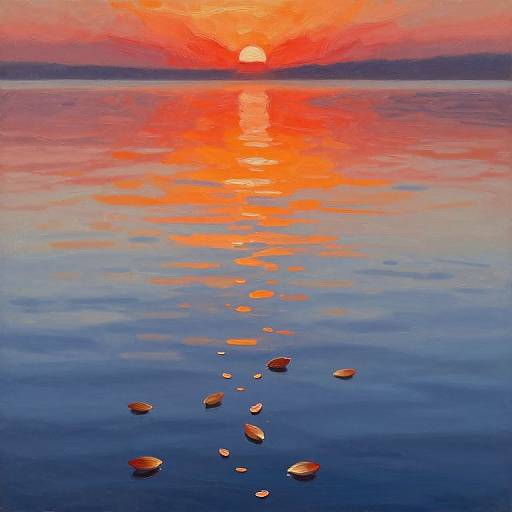 Impressionistic Sunset on Water