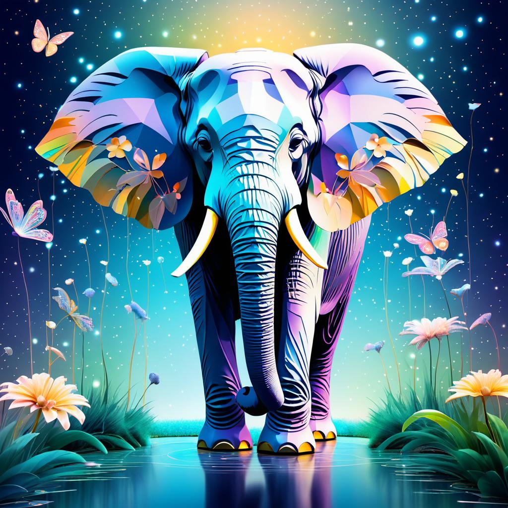 Whimsical Elephant in Ethereal Colors