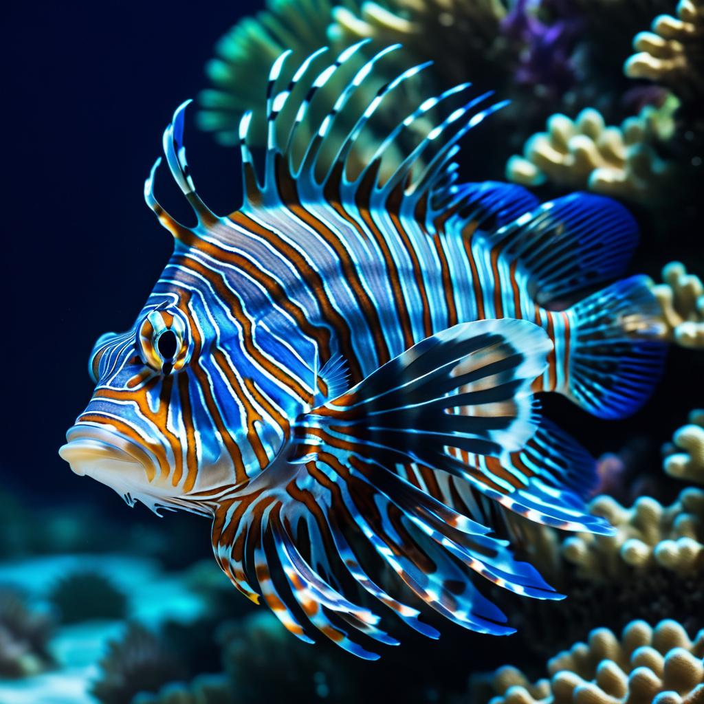 Incredible Lionfish in Coral Reef Detail