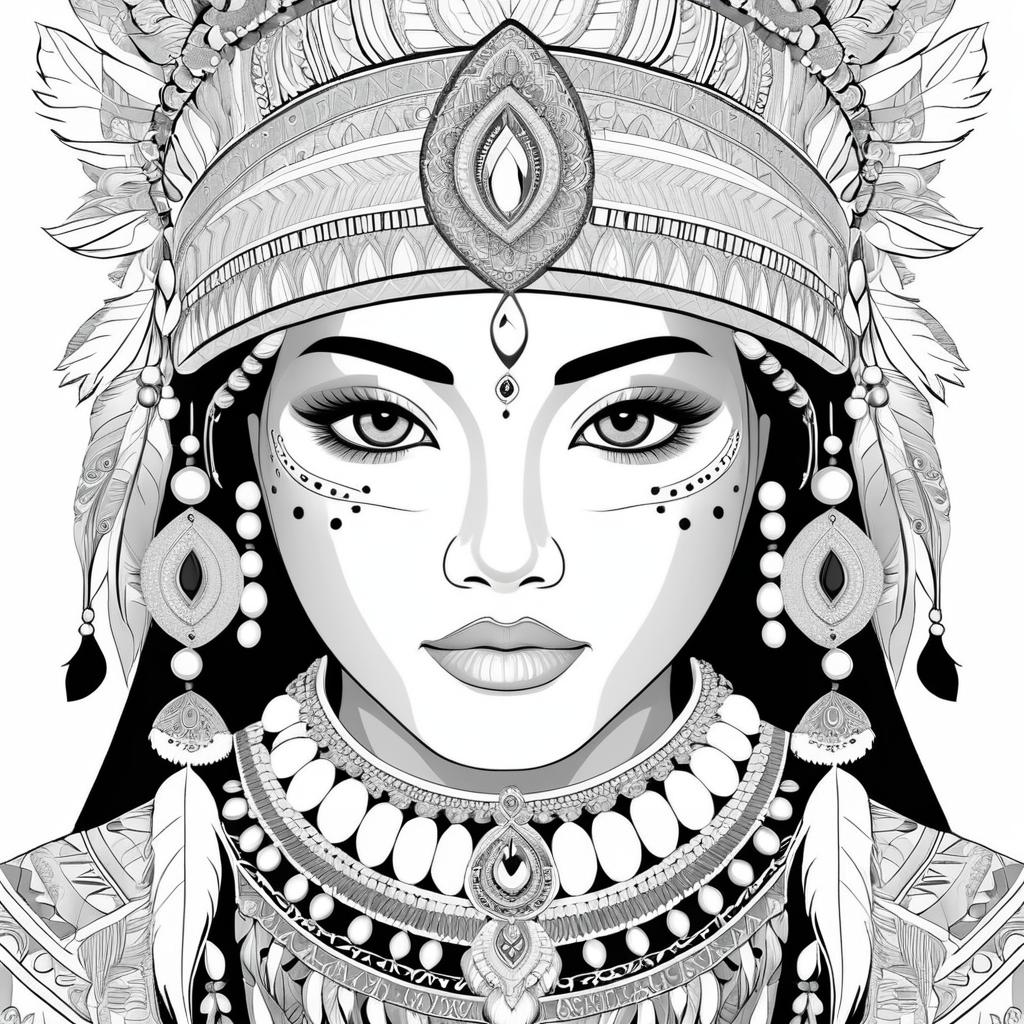 Arctic and Asian Faces Coloring Page