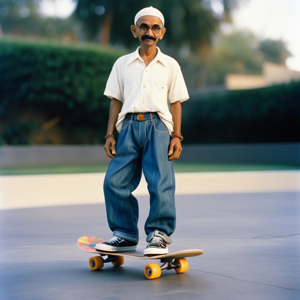 Mahatma Gandhi as a 90s Skateboarder