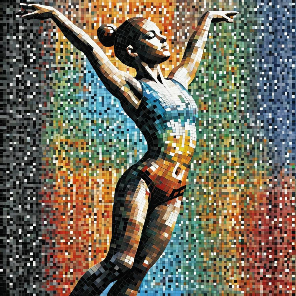 Vibrant Mosaic of a Gymnast's Form