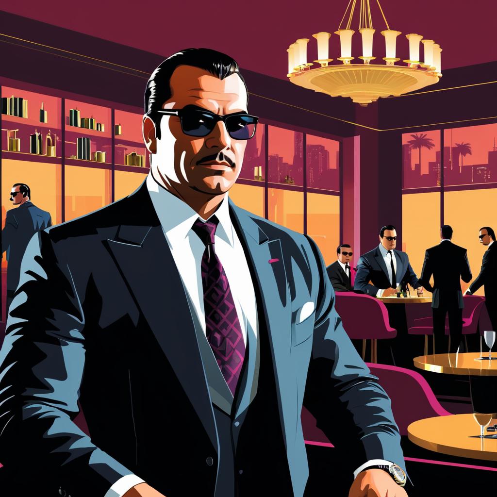 Stylish Mobster in Luxurious Restaurant