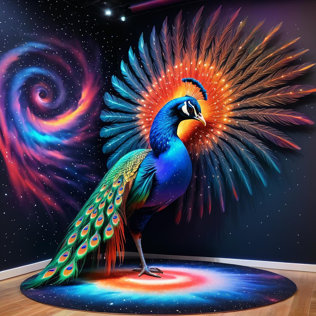 Hyper-Realistic Peacock in Cosmic Space