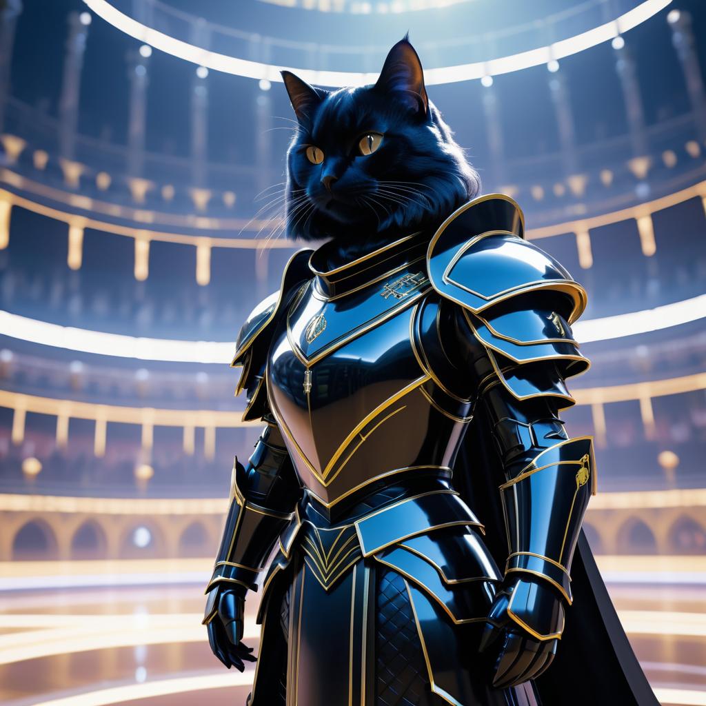 Knightly Black Cat in Cinematic Arena