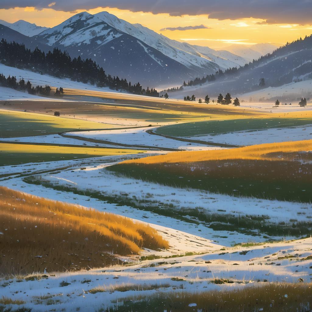 Tranquil Highland Pastures in Winter Light