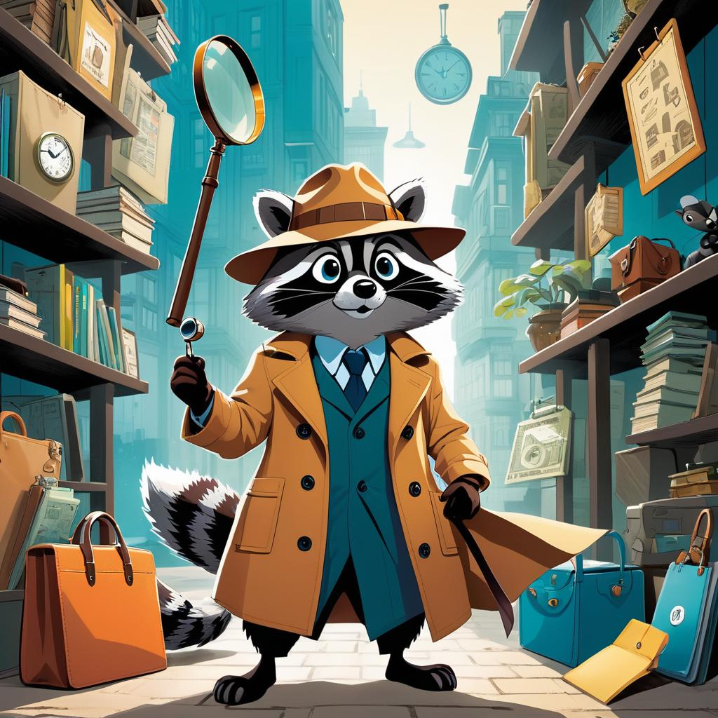 Whimsical Detective Adventures with Raccoon Sidekick