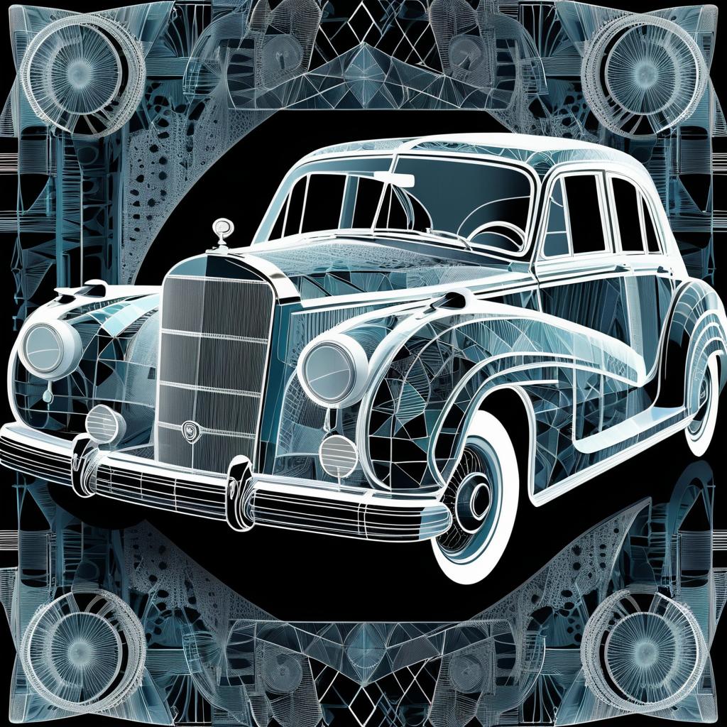 Intricate X-Ray Art of Vintage Car