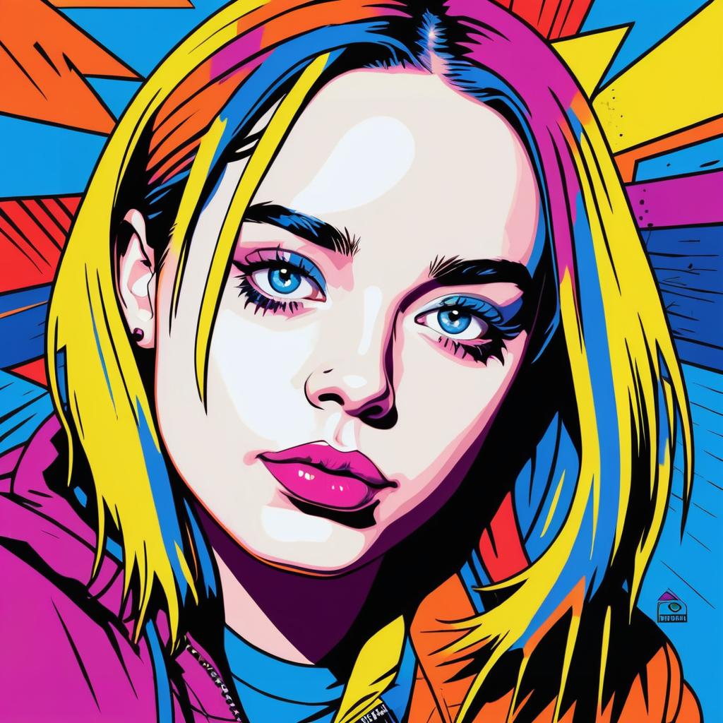 Vibrant Pop Art Portrait of Billie Eilish