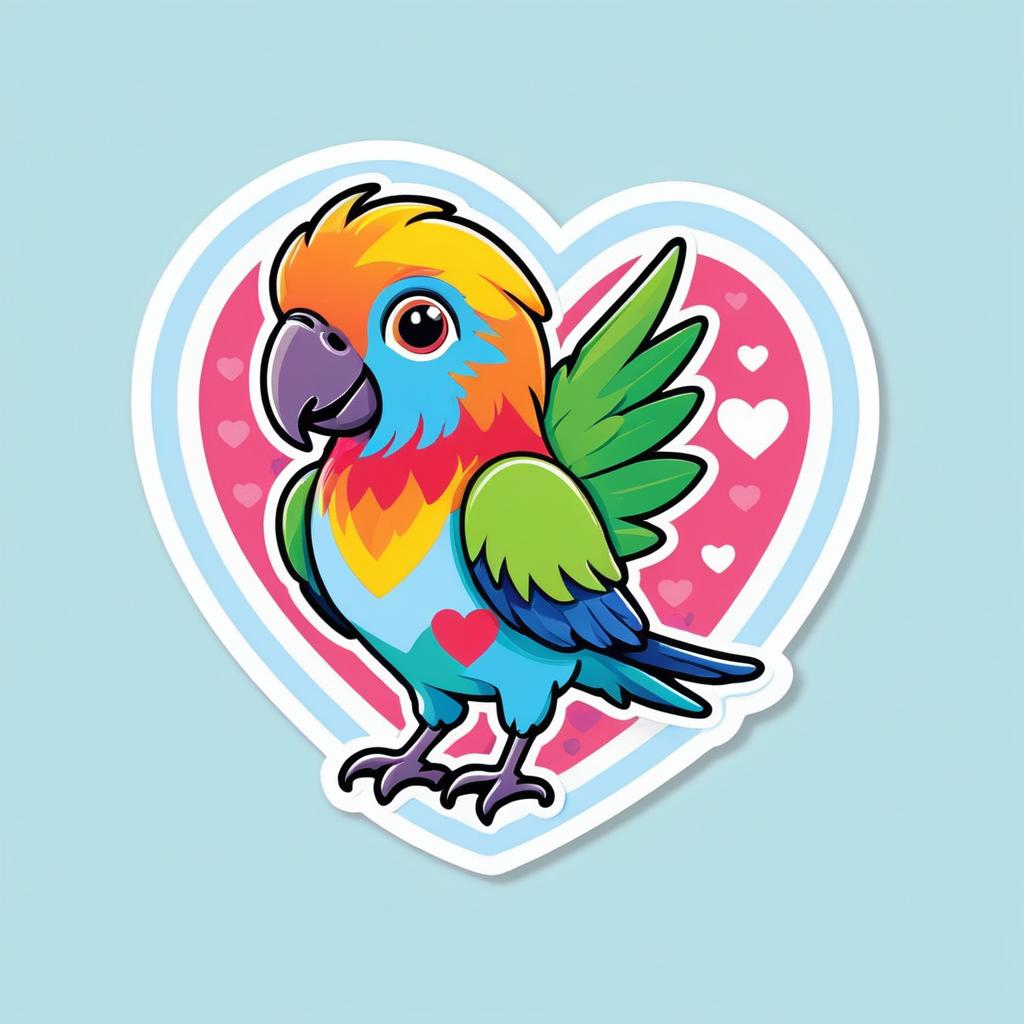 Cute 'I Love Parrots' Sticker Design