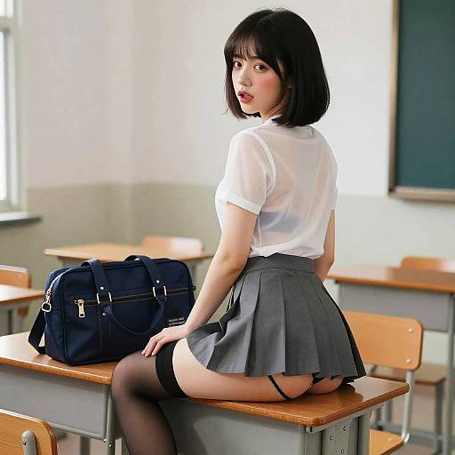 Hyper Realistic Schoolgirl Portrait