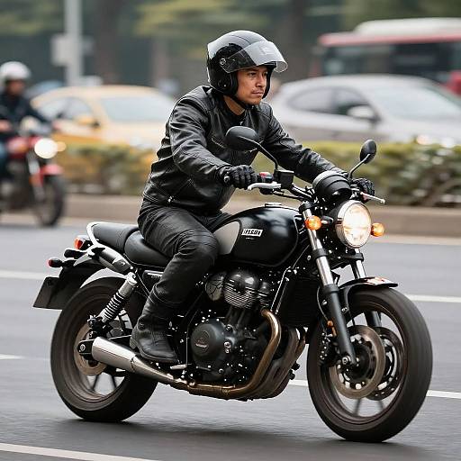 Photorealistic Motorcycle Rider in Leather