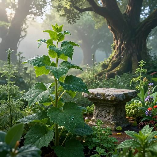 Mystical Herbal Garden at Dawn