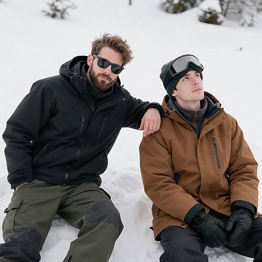 Winter Adventure: Two Men in Snow