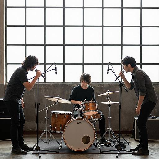 Musicians Performing with Dramatic Microphones