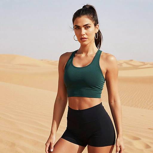 Confident Fitness Woman in Desert Bootcamp