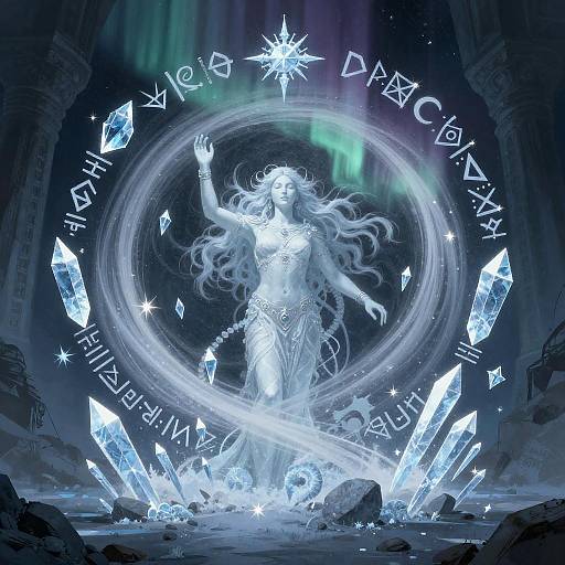 Frostbound Oracle Conjuring Ice Vortex