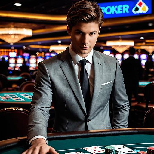 Photorealistic Monopoly Boy at Casino