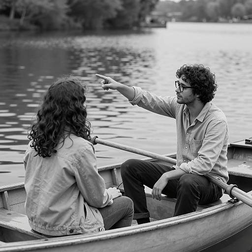 Candid Lake Moments: Black and White Boat