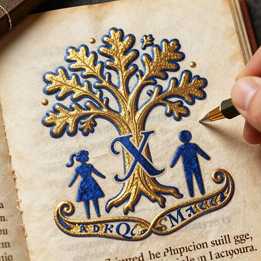Elegant Family Crest with Oak Tree