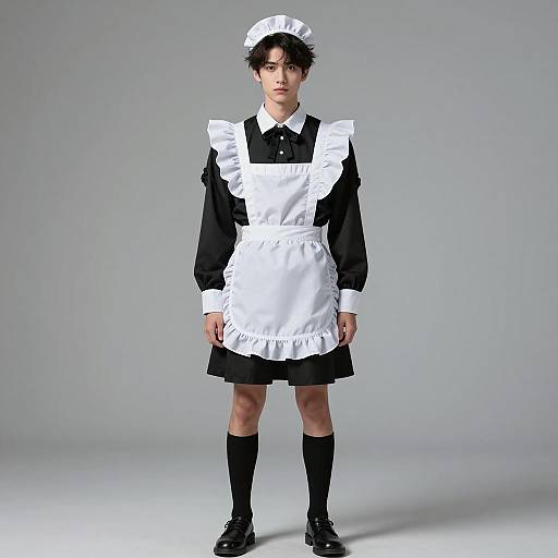 Young Man in Traditional French Maid Outfit