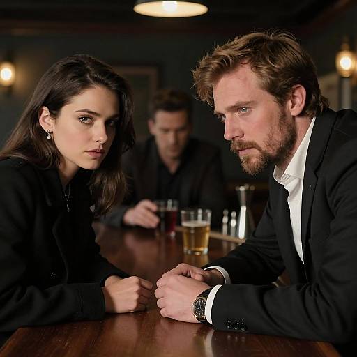 Intense Connection in a Dimly Lit Bar