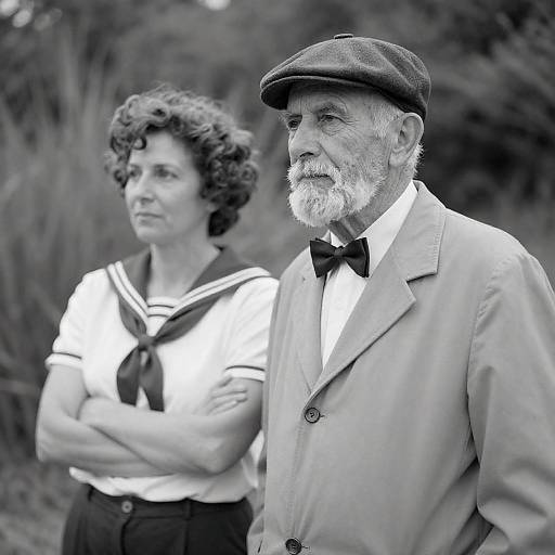 Elderly Couple in Vintage Black-and-White