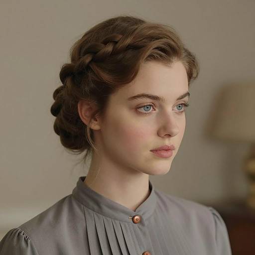 Young Woman with Vintage Braided Updo