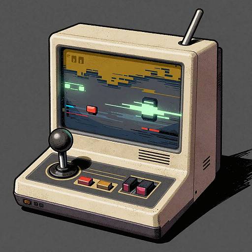 Retro Glitching Game Console Art