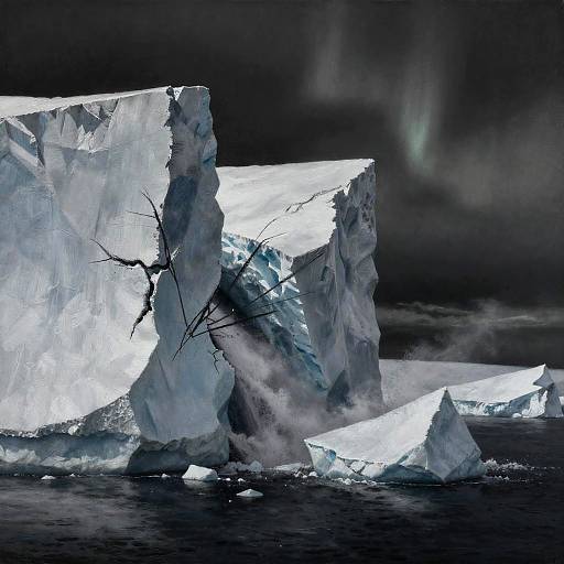 Charcoal Polar Glacier Calving Scene