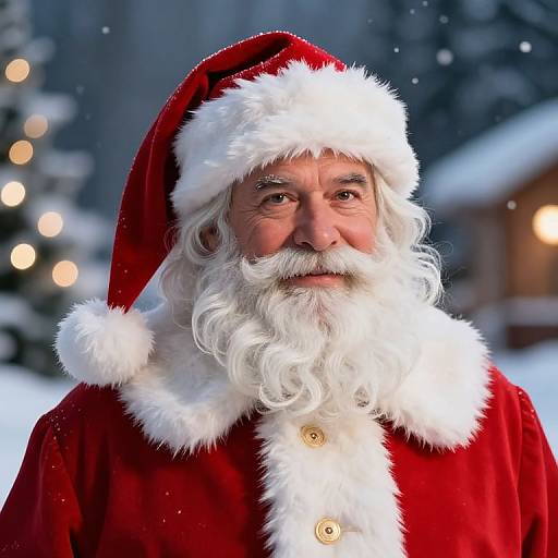 Cheerful Santa in Snowy Winter